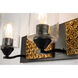 Arcadia 3 Light 22 inch MB Bath Light Wall Light in Matte Black with Gold